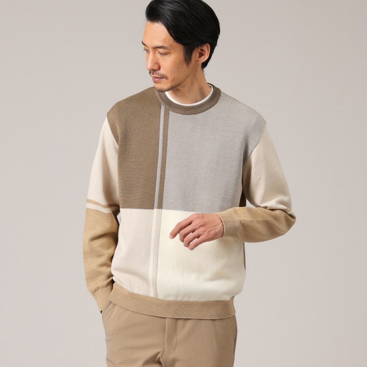 タケオキクチ(TAKEO KIKUCHI)の【日本製】ブロッキング　プルオーバーニット ニット/セーター