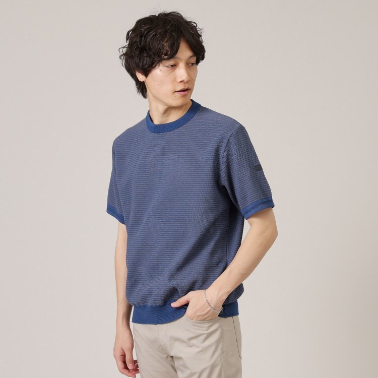 タケオキクチ(TAKEO KIKUCHI)の【Made in JAPAN】和紙 ボーダーニットTシャツ ニット/セーター