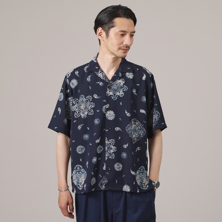 タケオキクチ(TAKEO KIKUCHI)の【ペイズリー紋】オープンカラーシャツ