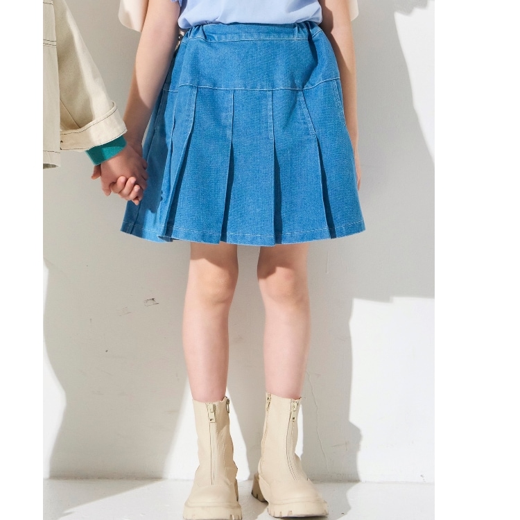 シューラルー /キッズ(SHOO・LA・RUE/Kids)の【110-140cm】インパン付きデニムプリーツスカート