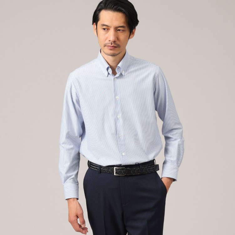 タケオキクチ(TAKEO KIKUCHI)の【ON/OFF兼用】日本製 オックス ストライプ ボタンダウンシャツ ドレスシャツ