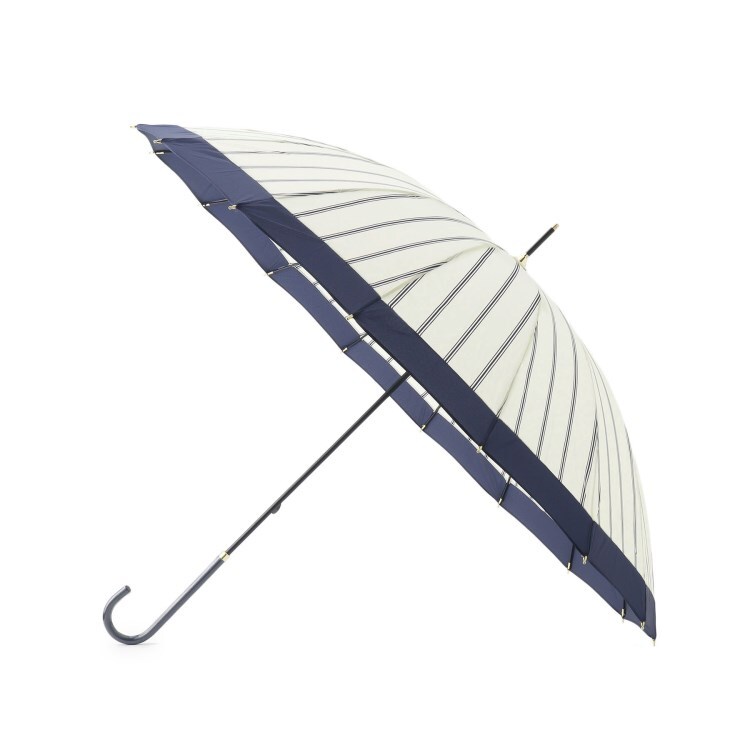 オーバー タッシェ(Ober Tashe)の16本骨切り継ぎストライプ 雨傘 日傘 遮光 レイン 長傘